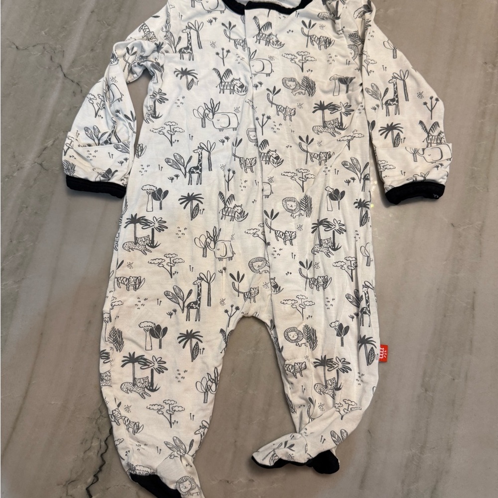 Magnetic Me Black and White Animal Print Footie